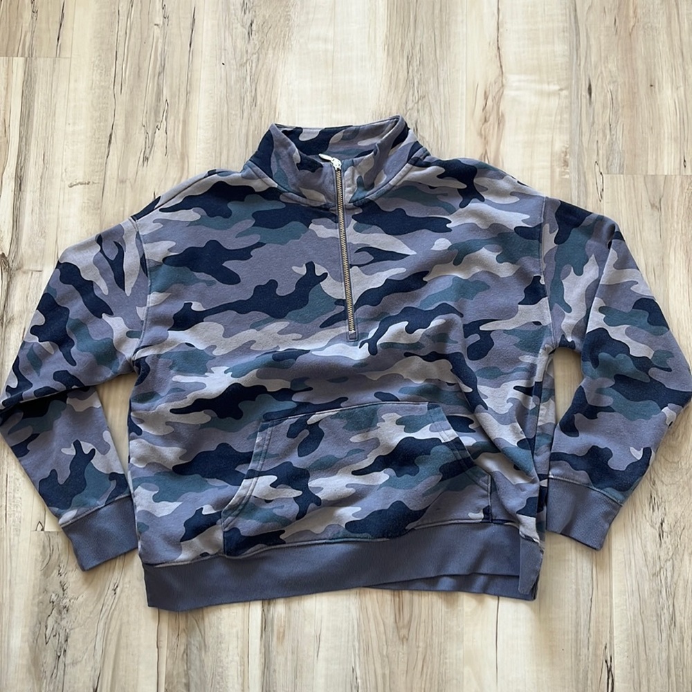 Blue Camo 3/4 Zip Sweatshirt